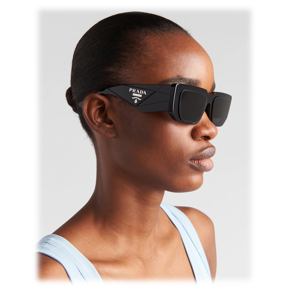 Prada - Prada Symbole - Rectangular Sunglasses - Black Slate Gray - Prada  Collection - Sunglasses - Prada Eyewear - Avvenice