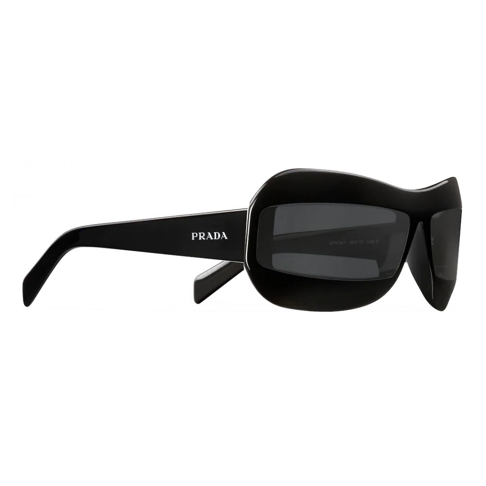 Prada Prada Runway Rectangular Sunglasses Black Slate Gray Prada Collection Sunglasses