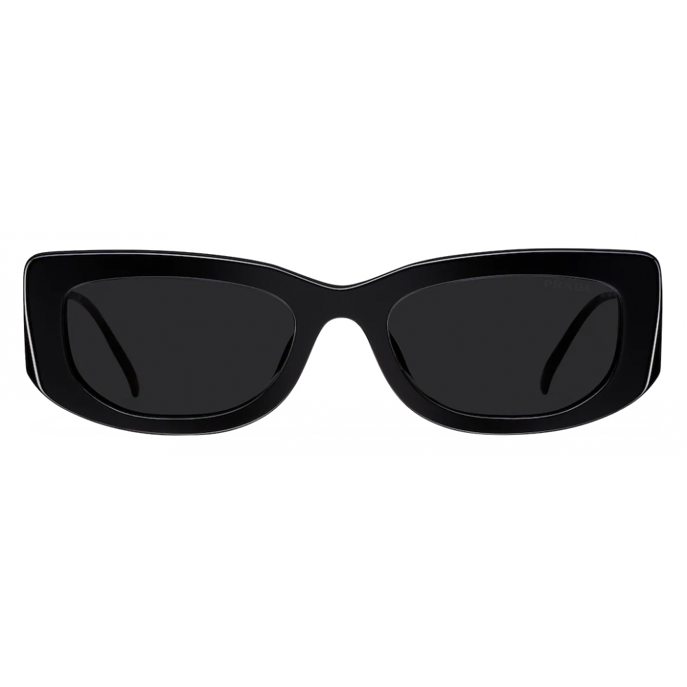 Prada Prada Symbole Rectangular Sunglasses Black Slate Gray Prada Collection 