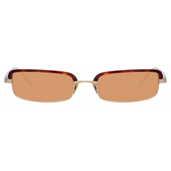 Linda Farrow - Occhiali da Sole Rettangolari Leona C4 in Oro Rosa e Tartaruga - LFL968C4SUN - Linda Farrow Eyewear