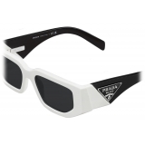 Prada - Prada Symbole - Rectangular Sunglasses - Chalk White Slate Gray - Prada Collection - Sunglasses - Prada Eyewear