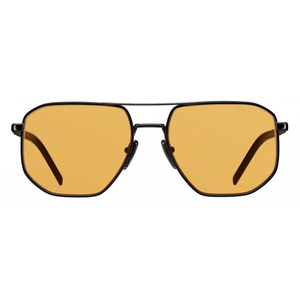 Prada - Prada Eyewear - Geometric Sunglasses - Opaque Black Ochre - Prada  Collection - Sunglasses - Prada Eyewear - Avvenice