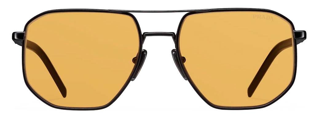 Prada - Prada Eyewear - Geometric Sunglasses - Opaque Black Ochre 