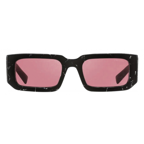 Prada - Prada Symbole - Rectangular Sunglasses - Black Marble Scarlet - Prada Collection - Sunglasses - Prada Eyewear