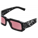 Prada - Prada Symbole - Rectangular Sunglasses - Black Marble Scarlet - Prada Collection - Sunglasses - Prada Eyewear