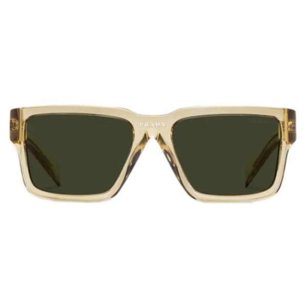Prada - Runway - Rectangular Sunglasses - Crystal Amber Military Green - Prada Collection - Sunglasses - Prada Eyewear