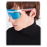 Prada - Prada Linea Rossa Impavid - Mask Sunglasses - Opaque White Cyan - Prada Collection - Sunglasses - Prada Eyewear