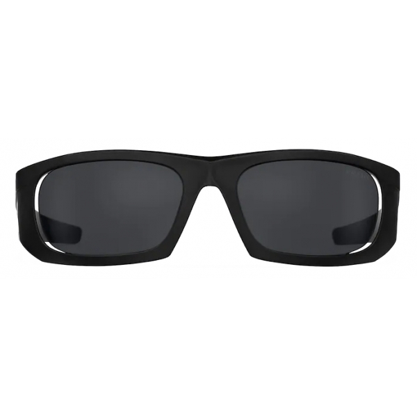 Prada - Linea Rossa Impavid - Oval Sunglasses - Opaque Black Slate Gray - Prada Collection - Sunglasses - Prada Eyewear