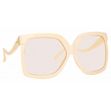 Linda Farrow - Dare C4 Oversized Sunglasses in Peach - LFL981C4SUN - Linda Farrow Eyewear