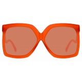 Linda Farrow - Occhiali da Sole Oversized Dare C5 in Arancia Bruciata - LFL981C5SUN - Linda Farrow Eyewear