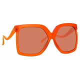 Linda Farrow - Occhiali da Sole Oversized Dare C5 in Arancia Bruciata - LFL981C5SUN - Linda Farrow Eyewear