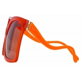 Linda Farrow - Occhiali da Sole Oversized Dare C5 in Arancia Bruciata - LFL981C5SUN - Linda Farrow Eyewear