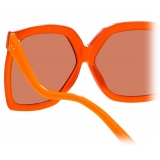 Linda Farrow - Occhiali da Sole Oversized Dare C5 in Arancia Bruciata - LFL981C5SUN - Linda Farrow Eyewear