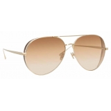 Linda Farrow - Ace C5 Aviator Sunglasses in Light Gold - LFL992C5SUN - Linda Farrow Eyewear