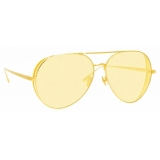 Linda Farrow - Ace C6 Aviator Sunglasses in Yellow Gold - LFL992C6SUN - Linda Farrow Eyewear