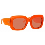 Linda Farrow - Lavinia C3 Rectangular Sunglasses in Burnt Orange - LFL995C3SUN - Linda Farrow Eyewear