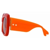 Linda Farrow - Lavinia C3 Rectangular Sunglasses in Burnt Orange - LFL995C3SUN - Linda Farrow Eyewear