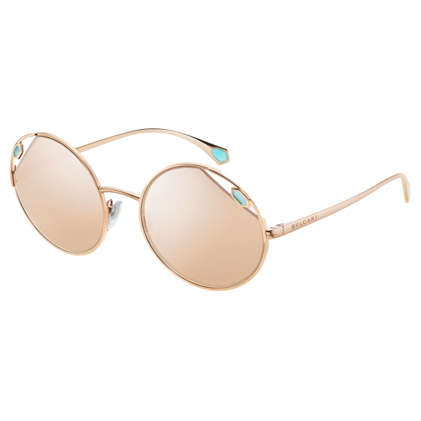 Bulgari - Serpenti - Round Metal Sunglasses - Gold Pink Mirror - Serpenti  Collection - Sunglasses - Bulgari Eyewear - Avvenice