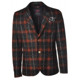 BoB Company - Single-Breasted Jacket in Technical Fabric - Blue/Red - Jacket - Made in Italy - Luxury Exclusive Collection