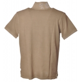 BoB Company - Short Sleeves Polo Shirt with Print - Sand - T-Shirt - Made in Italy - Luxury Exclusive Collection