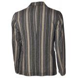 BoB Company - Single-Breasted Jacket in Pinstripe Pattern - Blue/Beige - Jacket - Made in Italy - Luxury Exclusive Collection