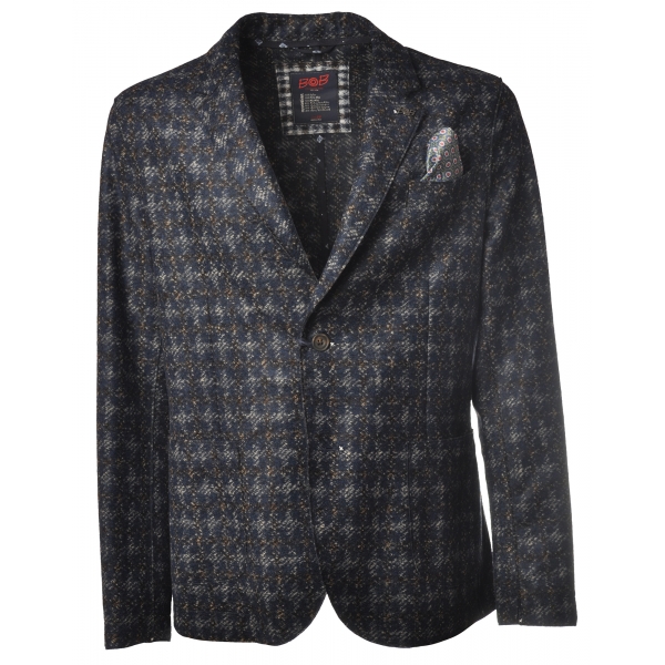 BoB Company - Single-Breasted Jacket with Two Buttons - Blue/Gray - Jacket - Made in Italy - Luxury Exclusive Collection