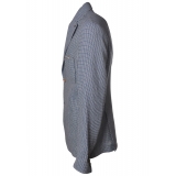 BoB Company - Single-Breasted Jacket in Checkered Pattern - Light-Blue - Jacket - Made in Italy - Luxury Exclusive Collection