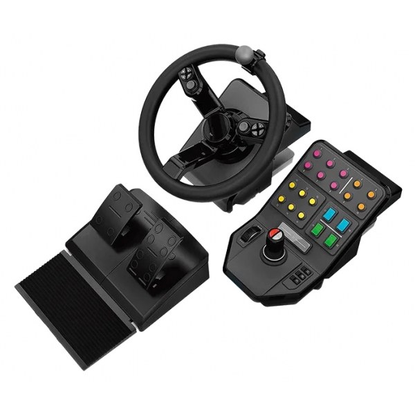 Logitech - Heavy Equipment Bundle - Simulation Wheel, Pedals and Side Panel Control Deck - Simulatore