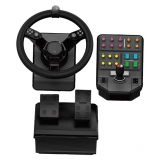 Logitech - Heavy Equipment Bundle - Simulation Wheel, Pedals and Side Panel Control Deck - Simulator