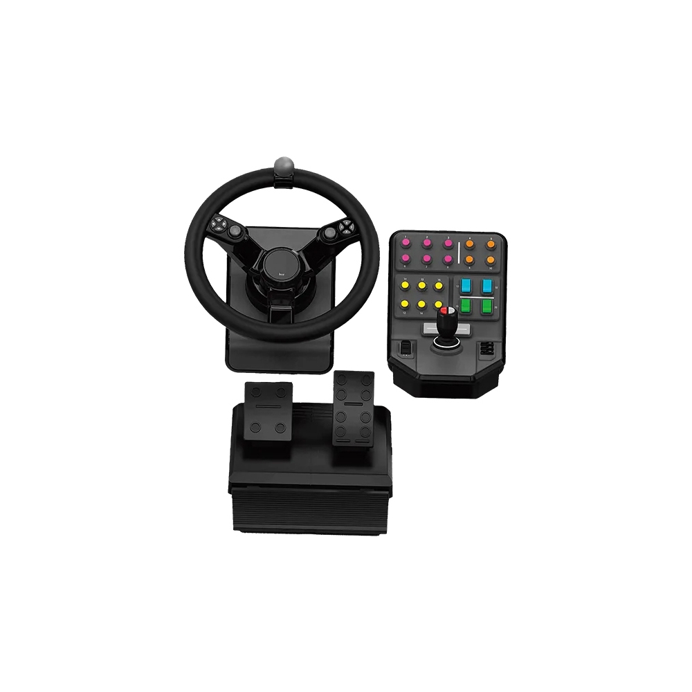 Logitech G Heavy Equipment Bundle Simulation Wheel, Pedals and Side Panel  Control Deck 