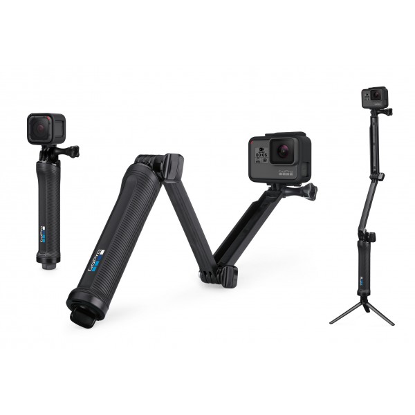 GoPro - 3 Way - Black - Grip - Extension Arm - Stand - Usable with GoPro HERO6 / HERO5 - 4K 1080p
