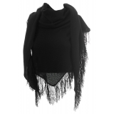 Avvenice - Cape - Precious Cashmere Keffiyeh - Black - Handmade in Italy - Exclusive Luxury Collection