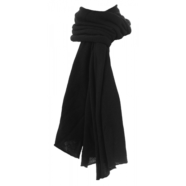 Avvenice - Precious Cashmere Scarf - Pashmina - Black - Handmade in Italy - Exclusive Luxury Collection