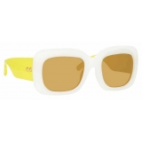 Linda Farrow - Lavinia C4 Rectangular Sunglasses in Milky White - LFL995C4SUN - Linda Farrow Eyewear