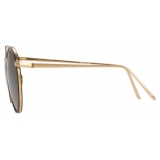 Linda Farrow - Aarons C4 Oval Sunglasses in Yellow Gold and Tortoiseshell - LFL704C4SUN - Linda Farrow Eyewear