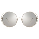 Linda Farrow - Farah C2 Round Sunglasses in White Gold - LFL816C2SUN - Linda Farrow Eyewear