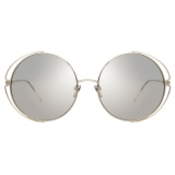 Linda Farrow - Farah C2 Round Sunglasses in White Gold - LFL816C2SUN - Linda Farrow Eyewear