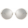 Linda Farrow - Occhiali da Sole Rotondi Farah C2 in Oro Bianco - LFL816C2SUN - Linda Farrow Eyewear