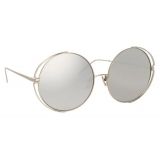 Linda Farrow - Farah C2 Round Sunglasses in White Gold - LFL816C2SUN - Linda Farrow Eyewear