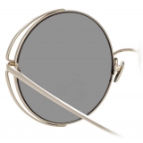 Linda Farrow - Farah C2 Round Sunglasses in White Gold - LFL816C2SUN - Linda Farrow Eyewear