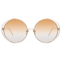 Linda Farrow - Farah C7 Round Sunglasses in Light Gold - LFL816C7SUN - Linda Farrow Eyewear