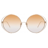 Linda Farrow - Occhiali da Sole Rotondi Farah C7 in Oro Chiaro - LFL816C7SUN - Linda Farrow Eyewear