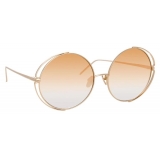 Linda Farrow - Farah C7 Round Sunglasses in Light Gold - LFL816C7SUN - Linda Farrow Eyewear