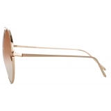 Linda Farrow - Farah C7 Round Sunglasses in Light Gold - LFL816C7SUN - Linda Farrow Eyewear