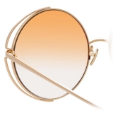 Linda Farrow - Occhiali da Sole Rotondi Farah C7 in Oro Chiaro - LFL816C7SUN - Linda Farrow Eyewear