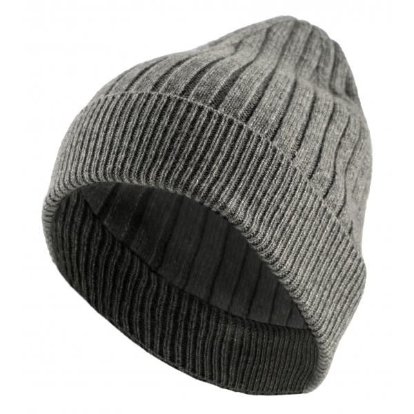 Avvenice - Precious Cashmere Ribbed Cap - Grey - Handmade in Italy - Exclusive Luxury Collection