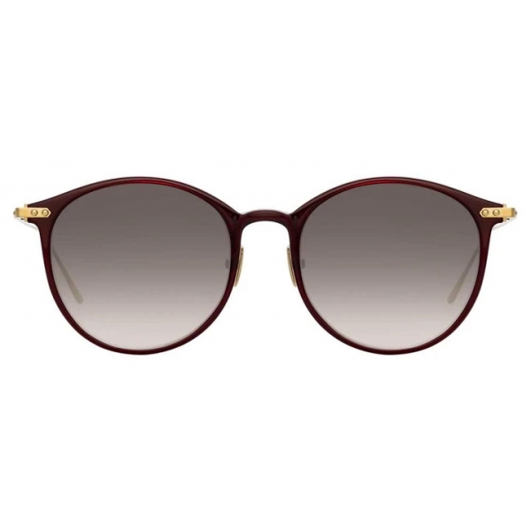 Linda Farrow - Linear Gray A C11 Oval Sunglasses in Burgundy - LF02AC11SUN - Linda Farrow Eyewear