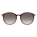 Linda Farrow - Linear Gray A C11 Oval Sunglasses in Burgundy - LF02AC11SUN - Linda Farrow Eyewear