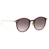 Linda Farrow - Linear Gray A C11 Oval Sunglasses in Burgundy - LF02AC11SUN - Linda Farrow Eyewear