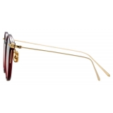 Linda Farrow - Linear Gray A C11 Oval Sunglasses in Burgundy - LF02AC11SUN - Linda Farrow Eyewear